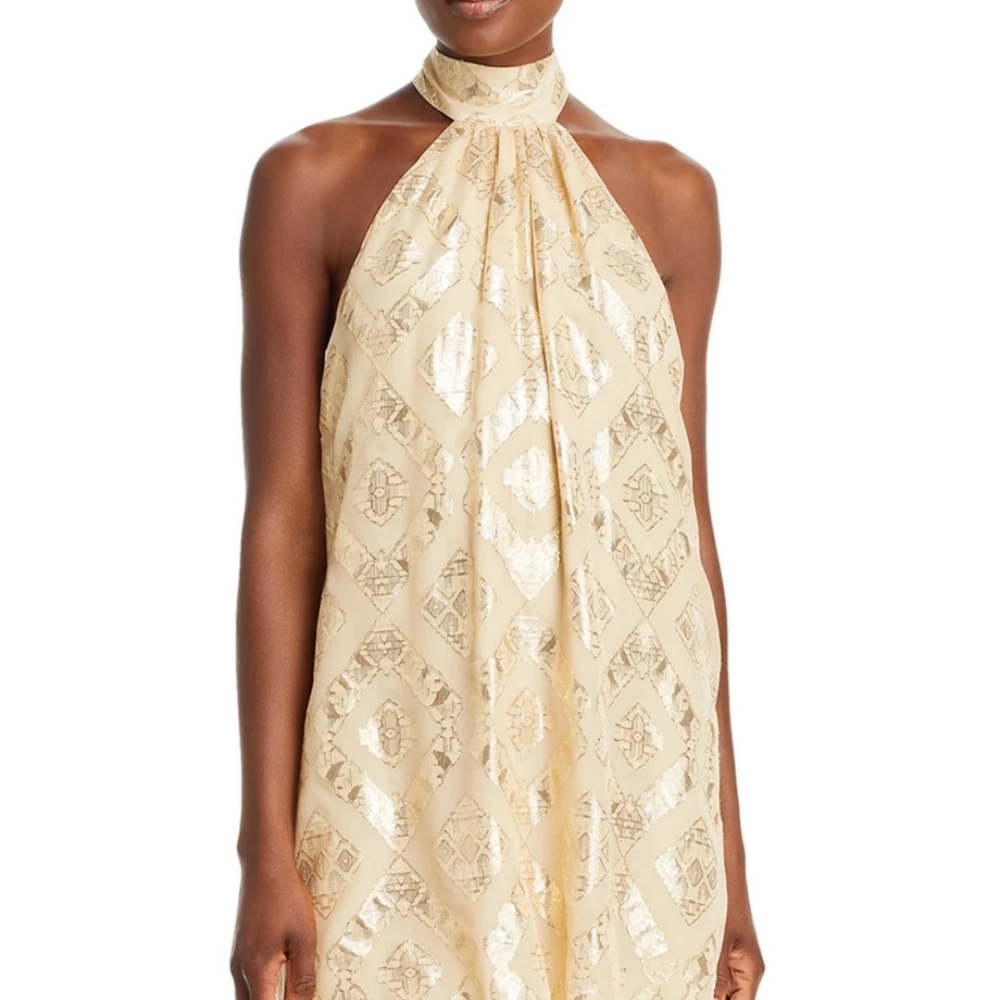 Ramy Brook Gold Halter Mini Dress
